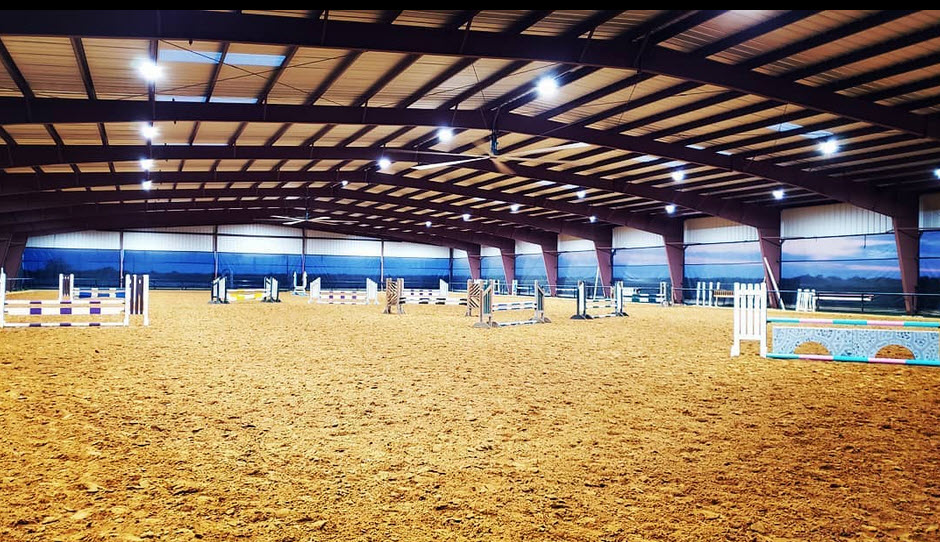 Indoor arena with fans